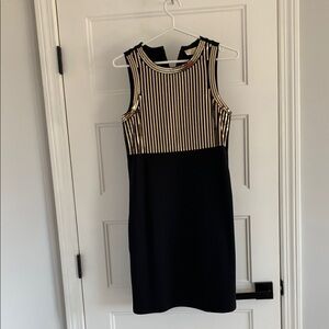 Elegant Black and Gold Striped Dress
